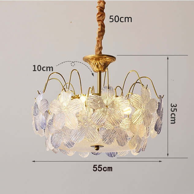 Vintage glas lysekrone til stuen med blomstermønster