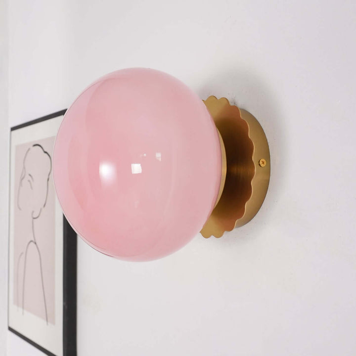 Moderne væg lampe - Krom og rosenrød