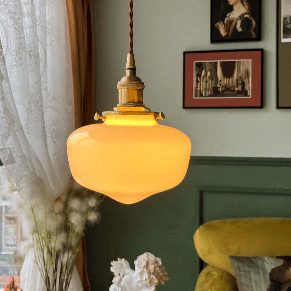 Retro glas Pendel Lampe - Hvid