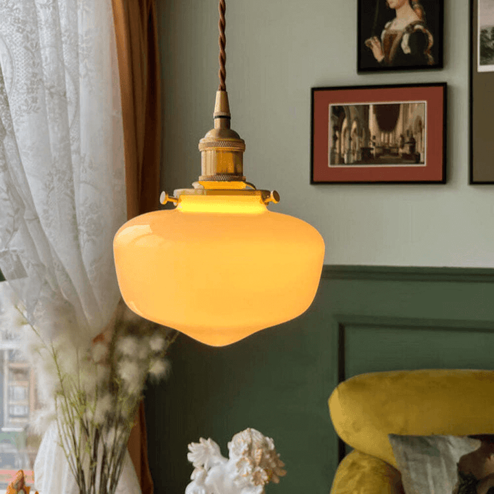Retro glas Pendel Lampe - Hvid