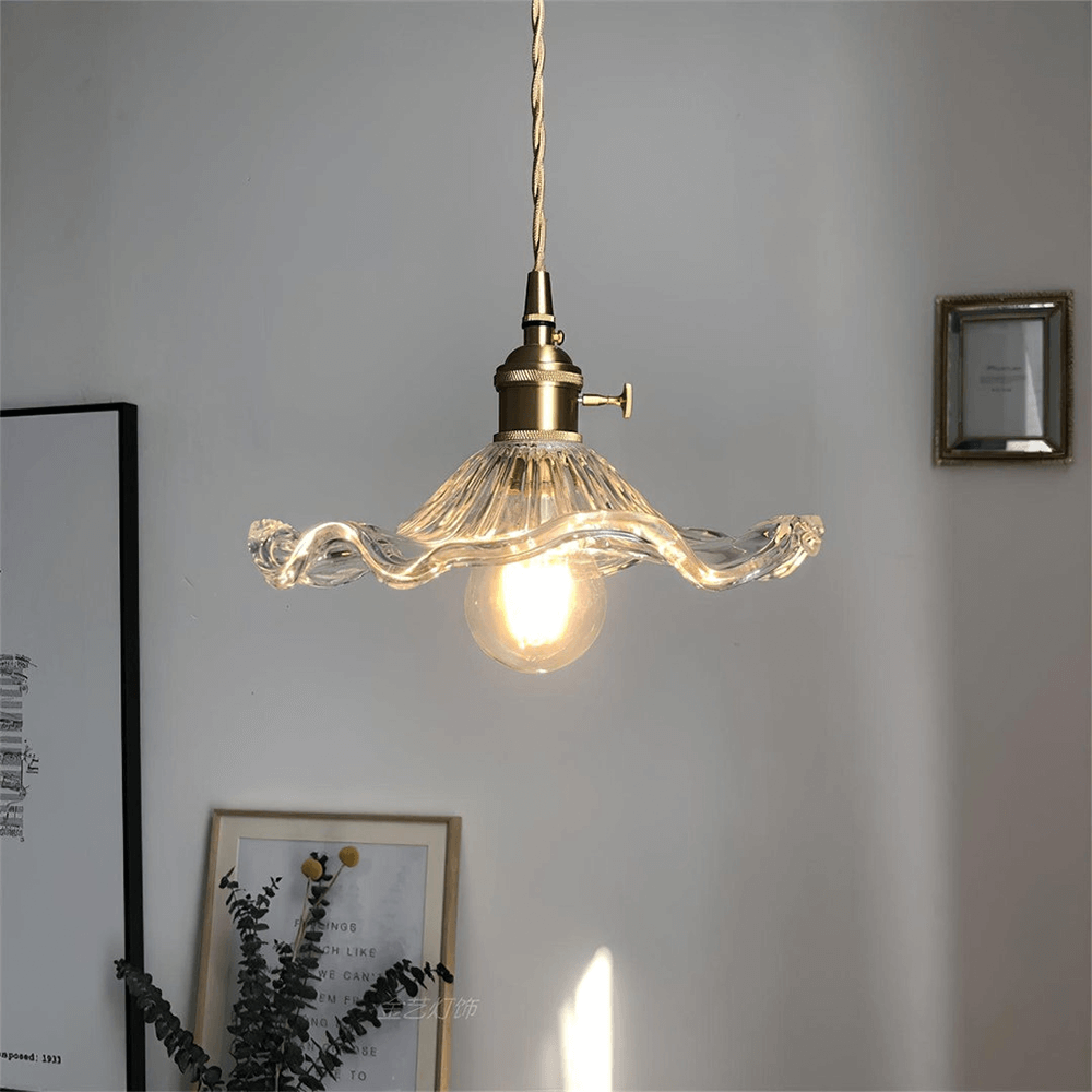 Hibiscus pendellampe, glas blomsterdesign lampe