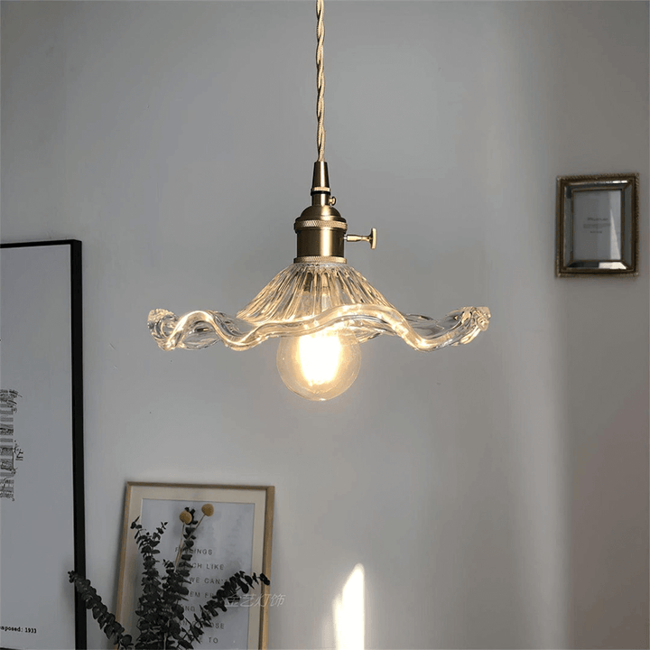Hibiscus pendellampe, glas blomsterdesign lampe