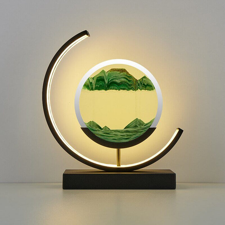 Bevægelig sand bordlampe – Lilla sand, sort ramme