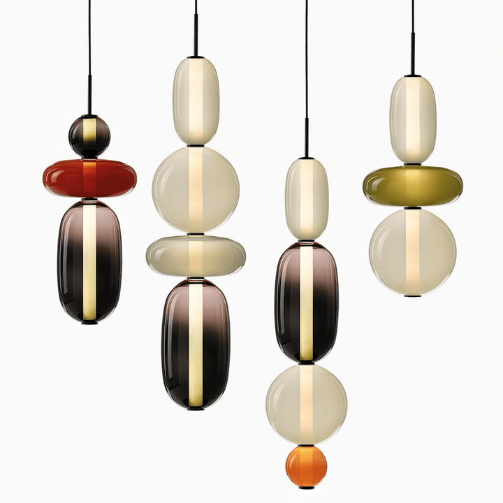 Moderne farverig glaspendellampe