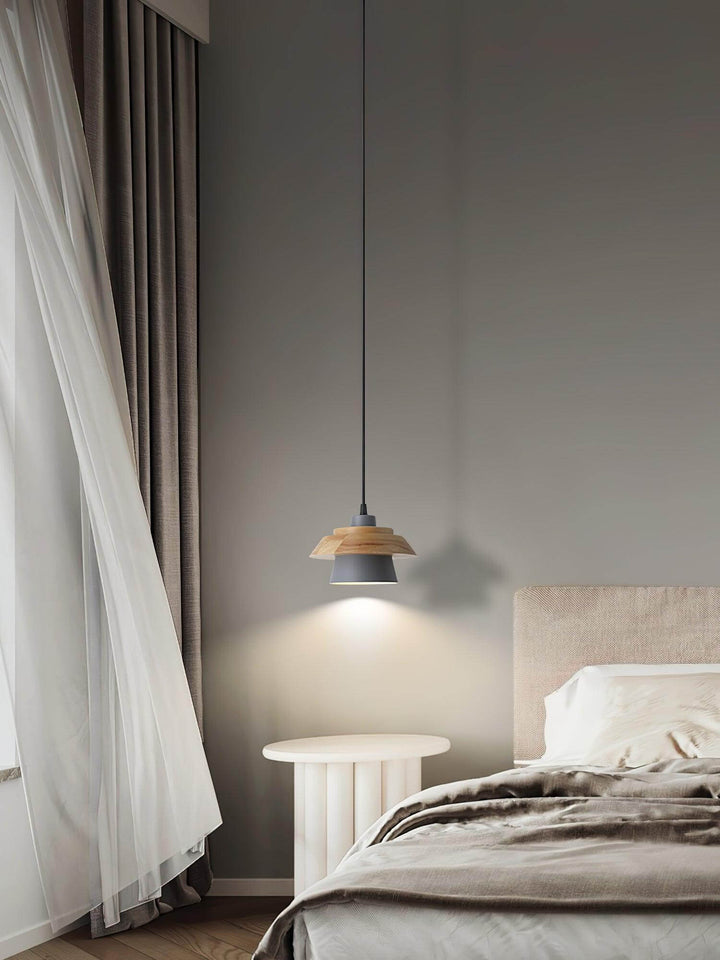 Moderne træ- og sten pendel lampe