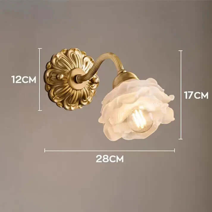 Vintage kobber blomsterglas væglampe