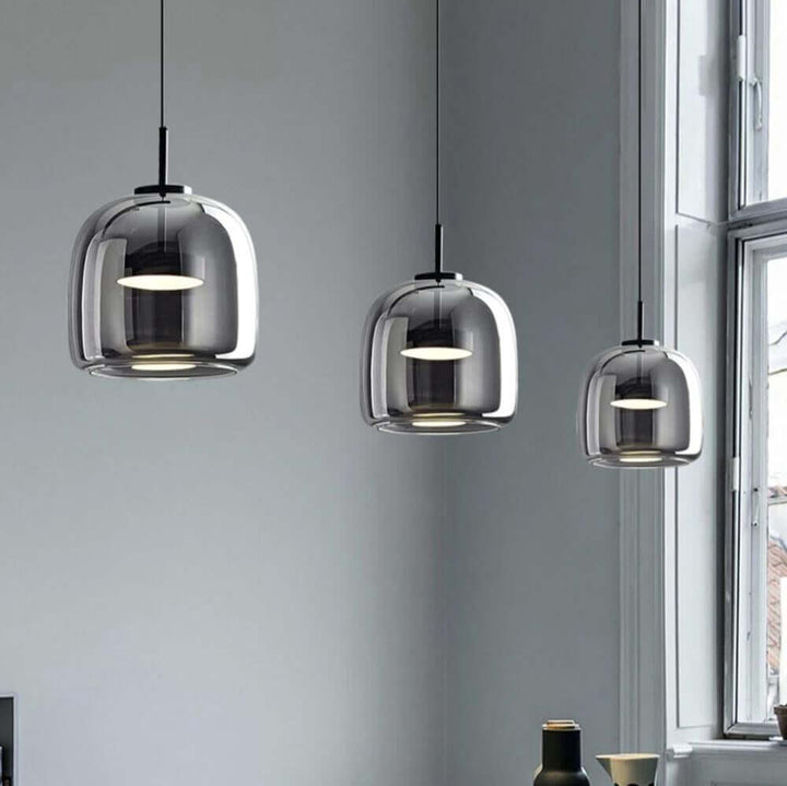 Moderne sort glas loftlampe