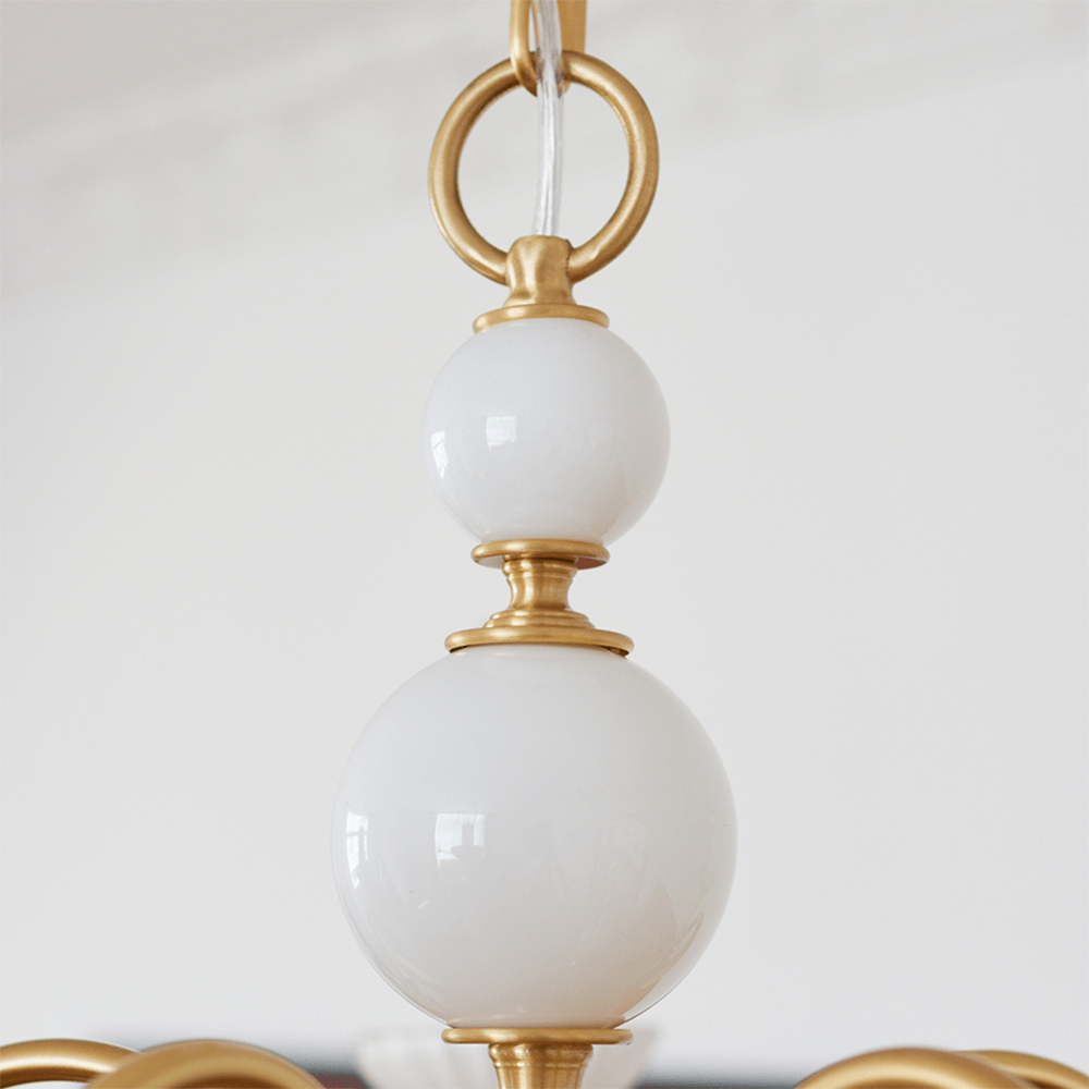 Creme glas lysekrone amerikansk retro lampe metal lysekrone soveværelse