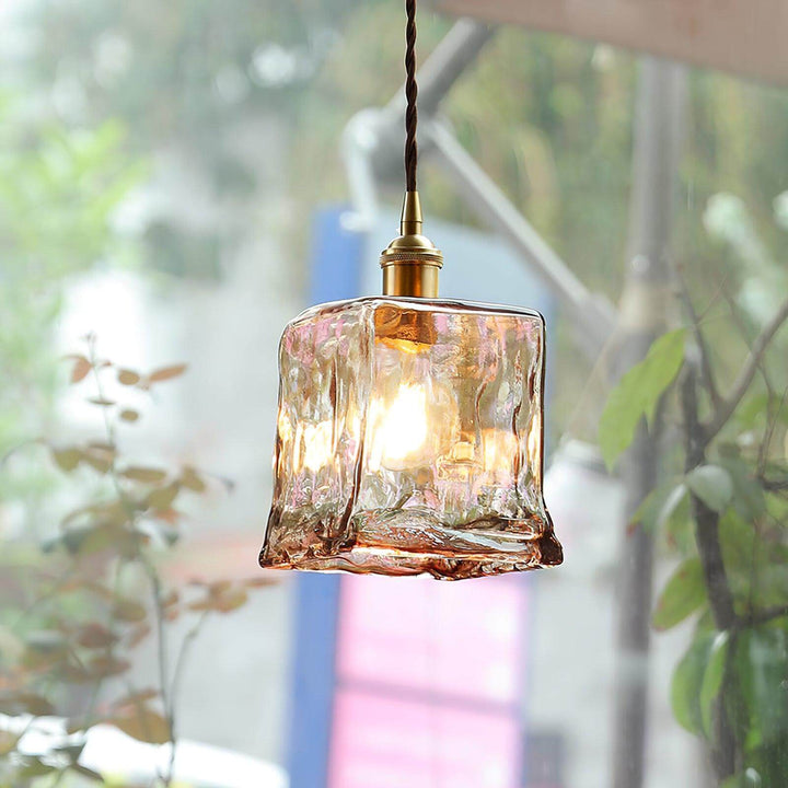 Rustik brun glas pendellampe blødt lys