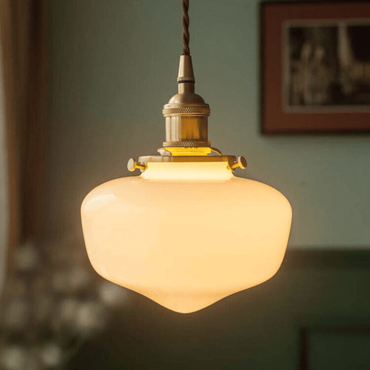 Retro glas Pendel Lampe - Hvid