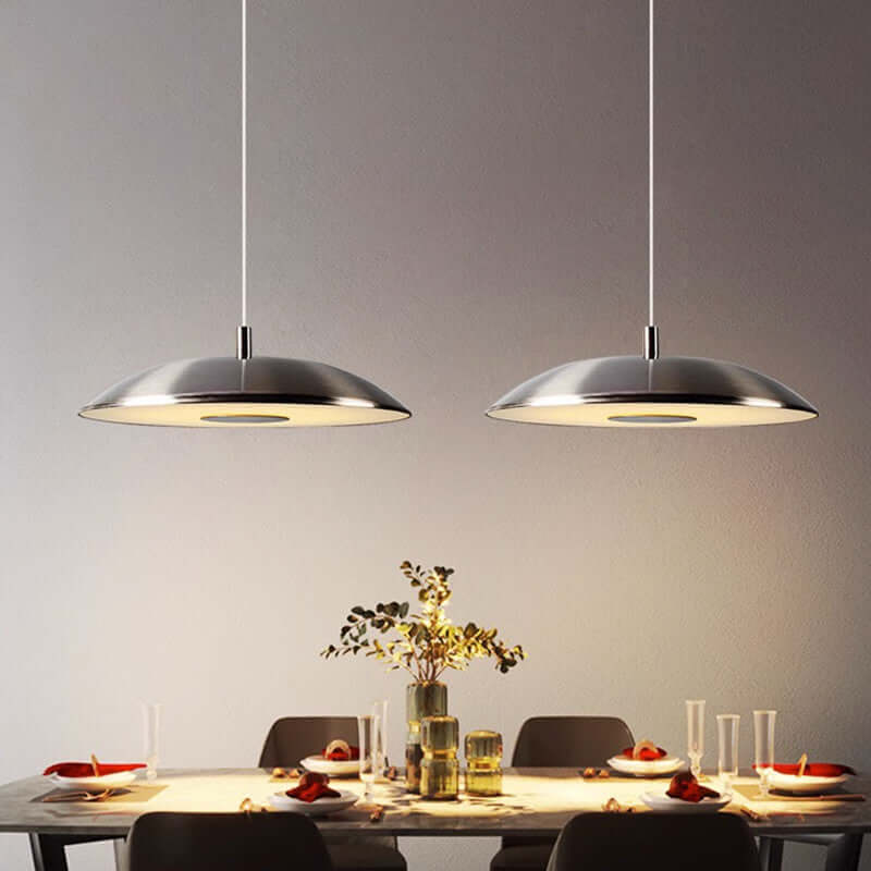 Moderne LED hængelampe i metal, nikkel finish