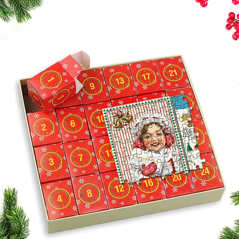 "1000 palan adventtikalenteri palapeli, jouluaihe, takka ja kuusi, myrkytön kartonki, aikuisille, joululahjaidea"