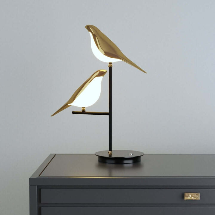 Moderne bordlampe i metal - Fugleformet