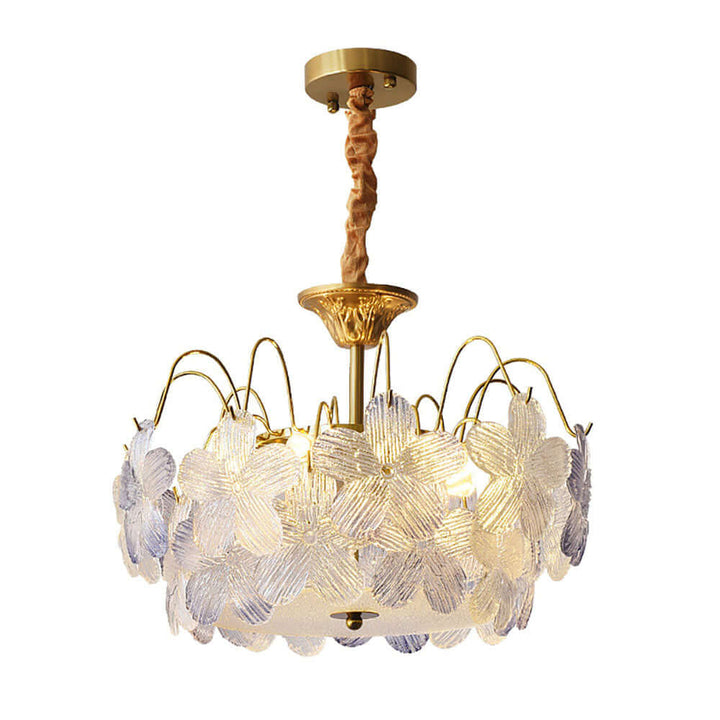 Vintage glas lysekrone til stuen med blomstermønster