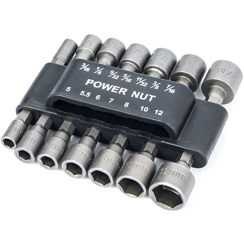 14-delte sekskantede power-møtrikker, krom-vanadiumstål, multifunktionelle, holdbare og rustfri, værktøj