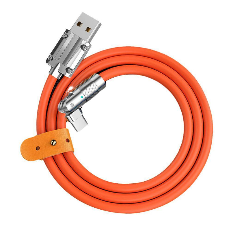 "180° kääntyvä pikalatauskaapeli, kestävä rakenne, USB-C, iPhone liitännät, musta, sininen, oranssi, pituus 1.8m"