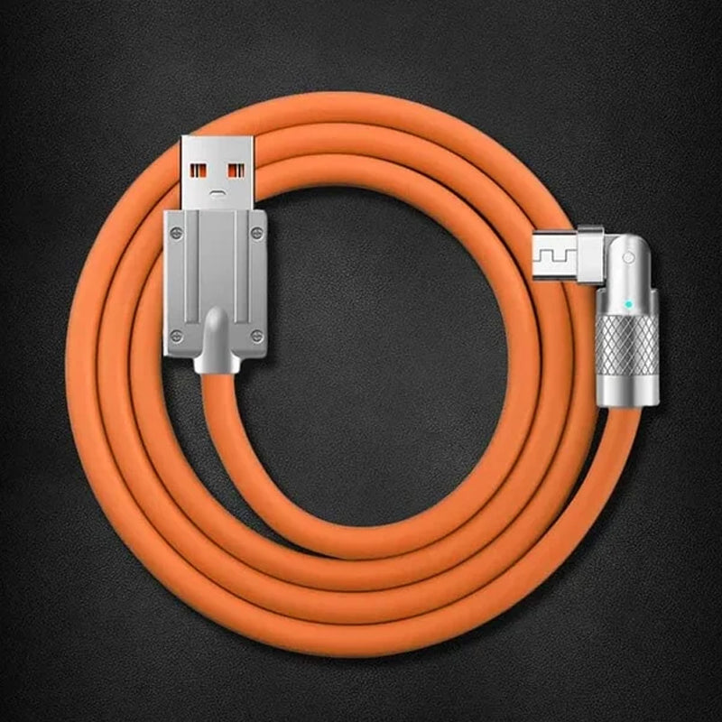 "180° kääntyvä pikalatauskaapeli, kestävä rakenne, USB-C, iPhone liitännät, musta, sininen, oranssi, pituus 1.8m"