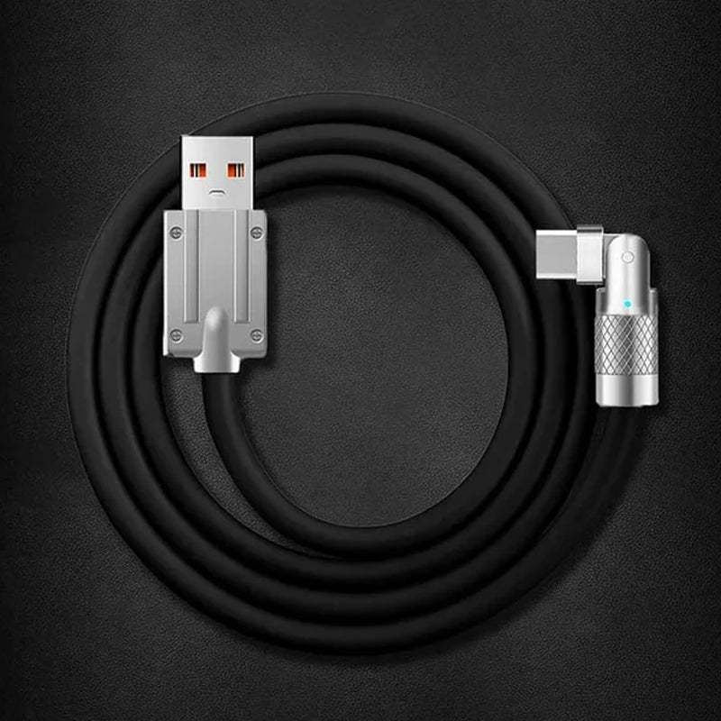"180° kääntyvä pikalatauskaapeli, kestävä rakenne, USB-C, iPhone liitännät, musta, sininen, oranssi, pituus 1.8m"