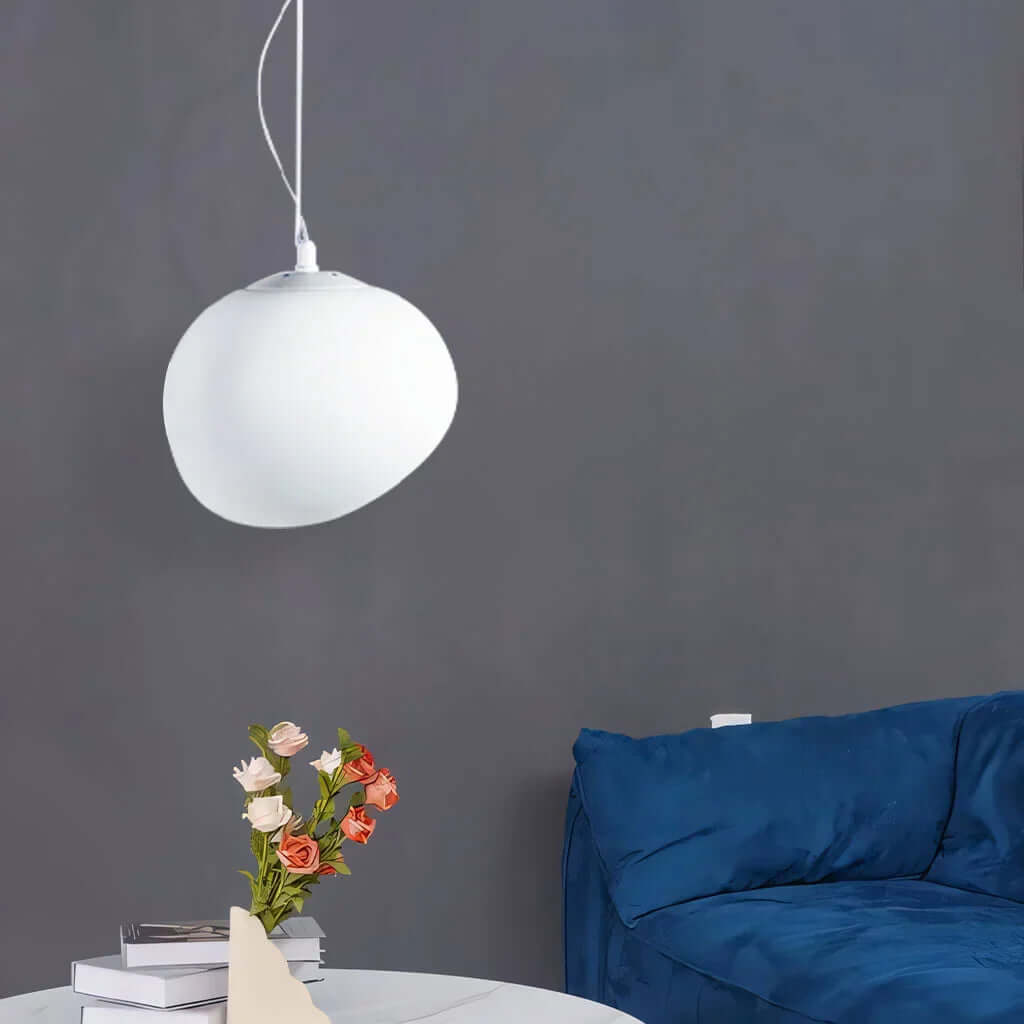 Moderne hvid pendel lampe i stenform