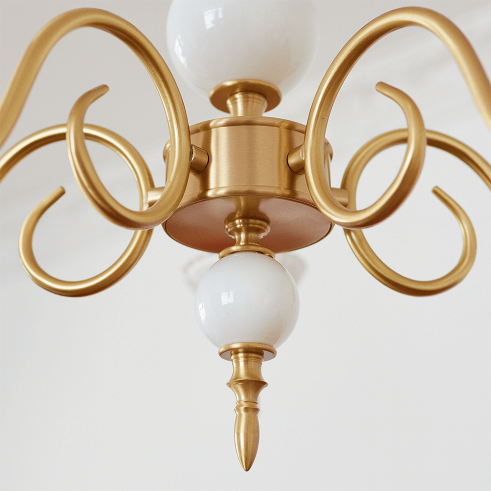 Creme glas lysekrone amerikansk retro lampe metal lysekrone soveværelse