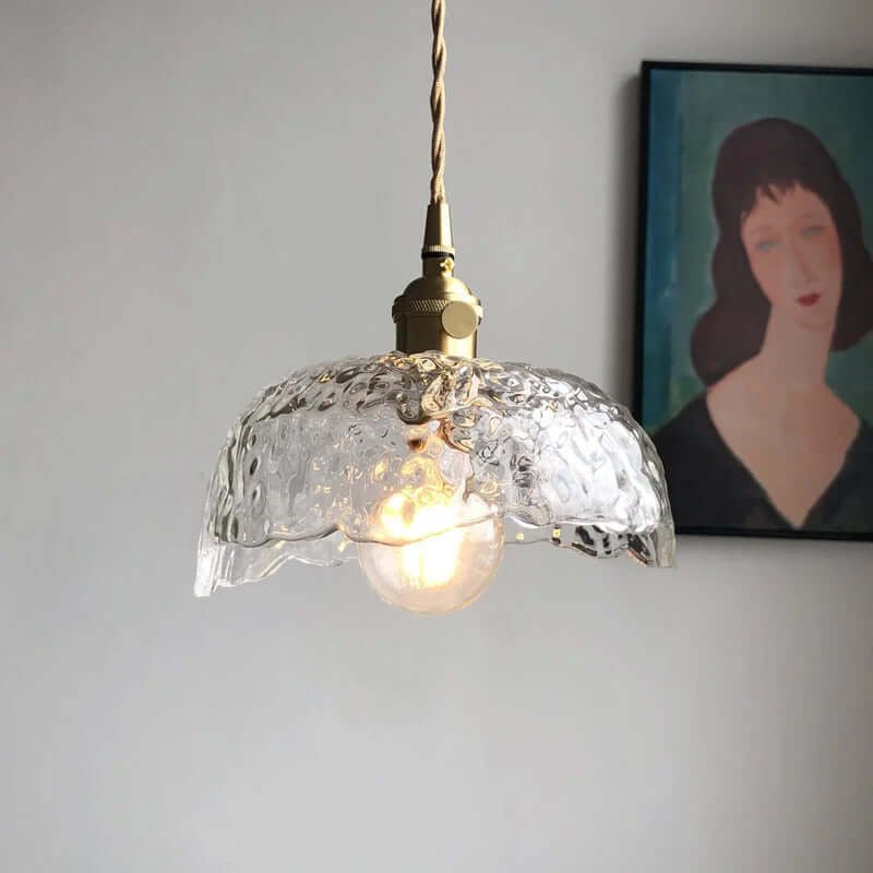 Uregelmæssig messing- og glas pendellampe