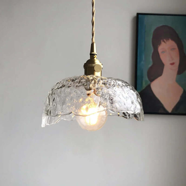 Uregelmæssig messing- og glas pendellampe