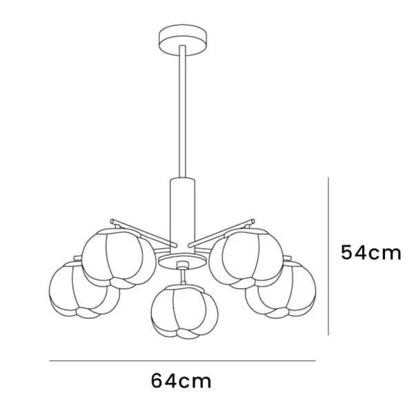 Moderne loftslampe i træ og bomuldskugler