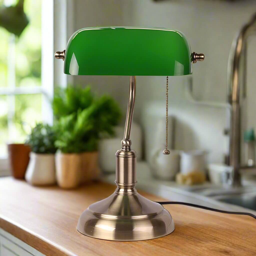 Elegant Glas Bordlampe i Europæisk Stil