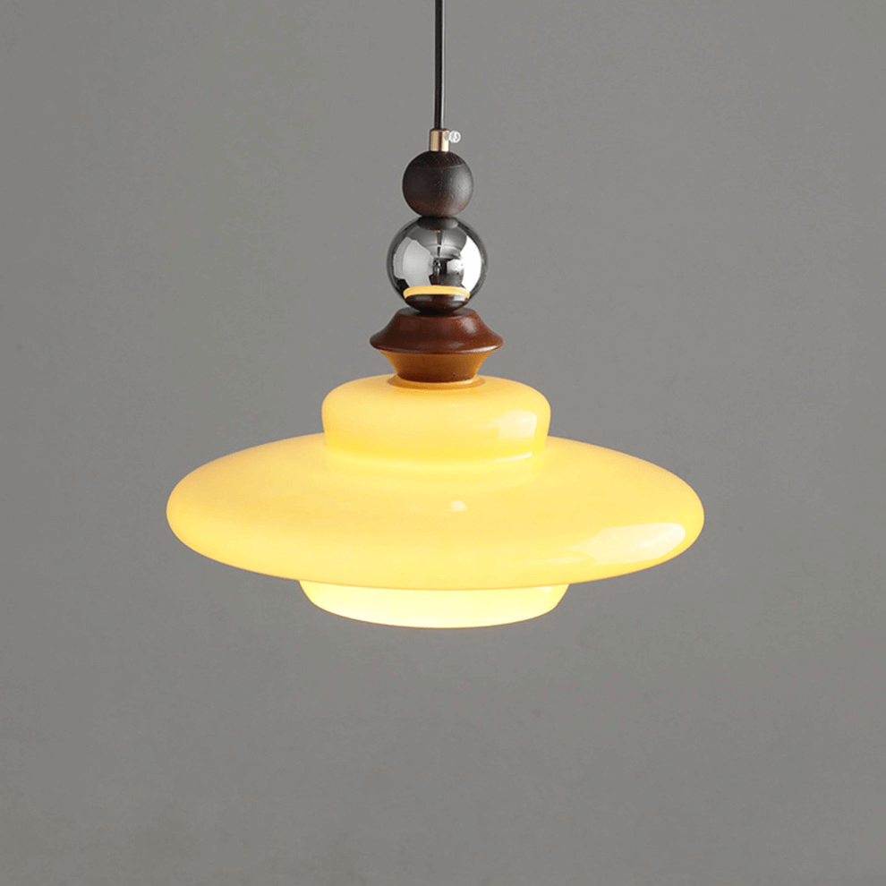 Middelalderlig Beige Glas Pendel Lampe