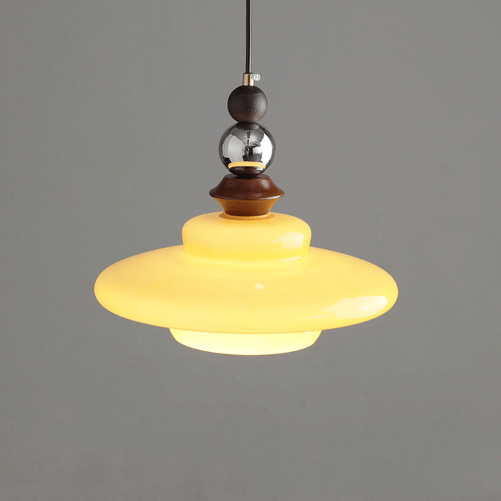 Middelalderlig Beige Glas Pendel Lampe