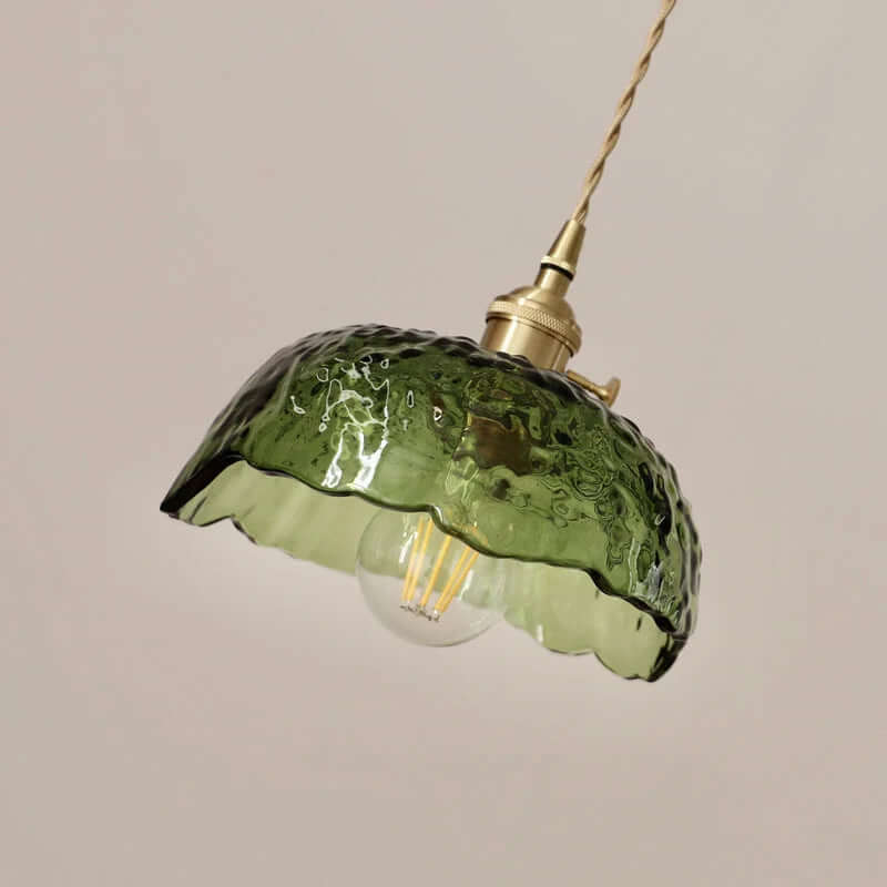 Uregelmæssig messing- og glas pendellampe