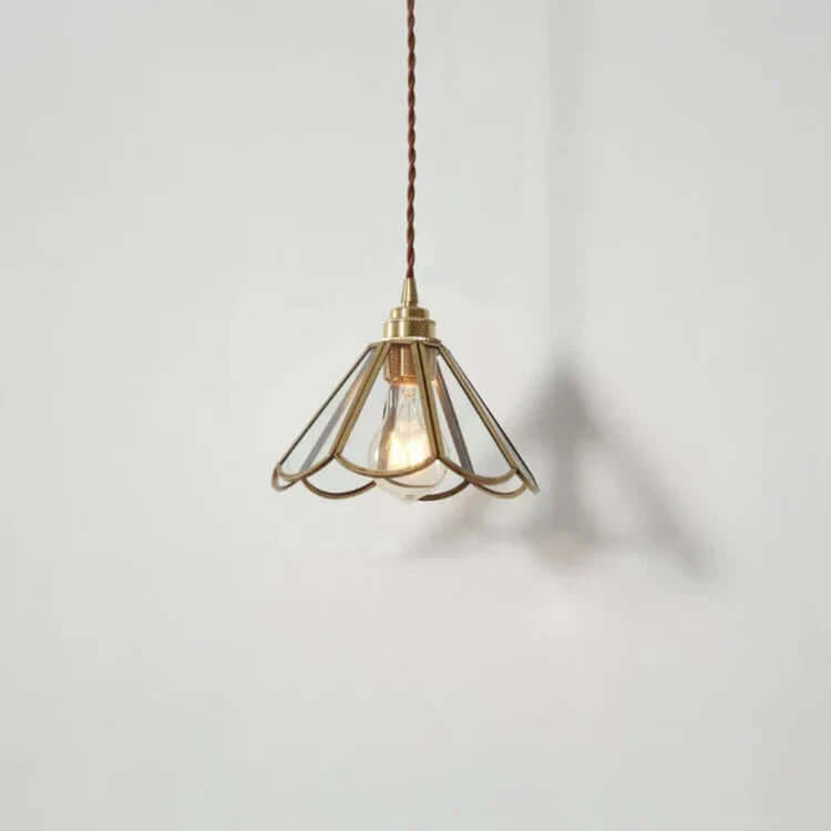 Messing og glas pendellampe