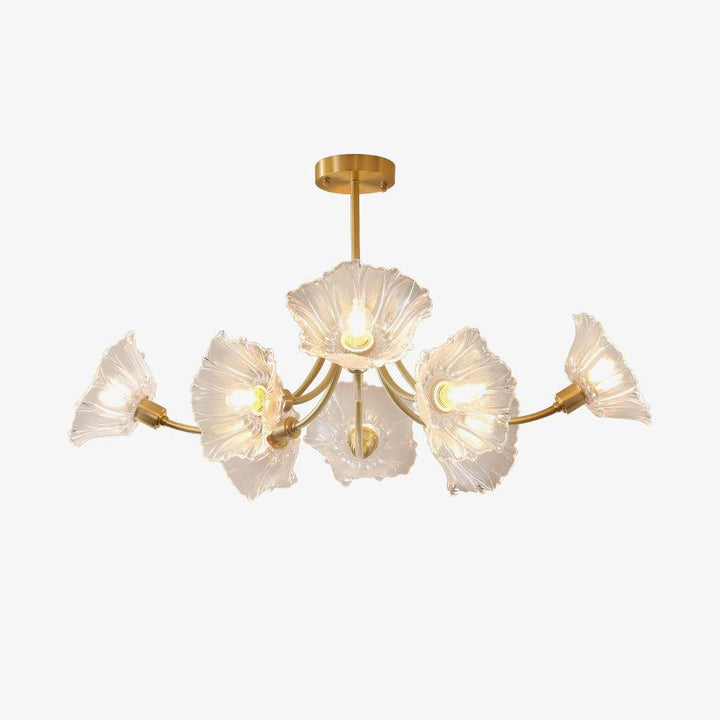 Glasblomsterkrone med messing og klar finish