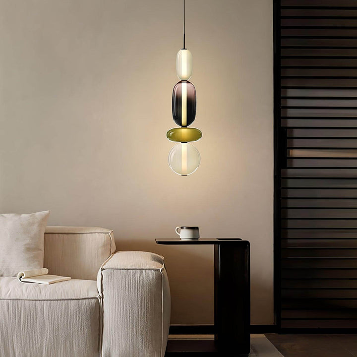 Moderne farverig glaspendellampe