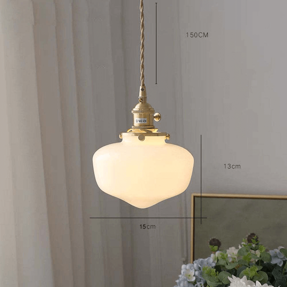 Retro glas Pendel Lampe - Hvid