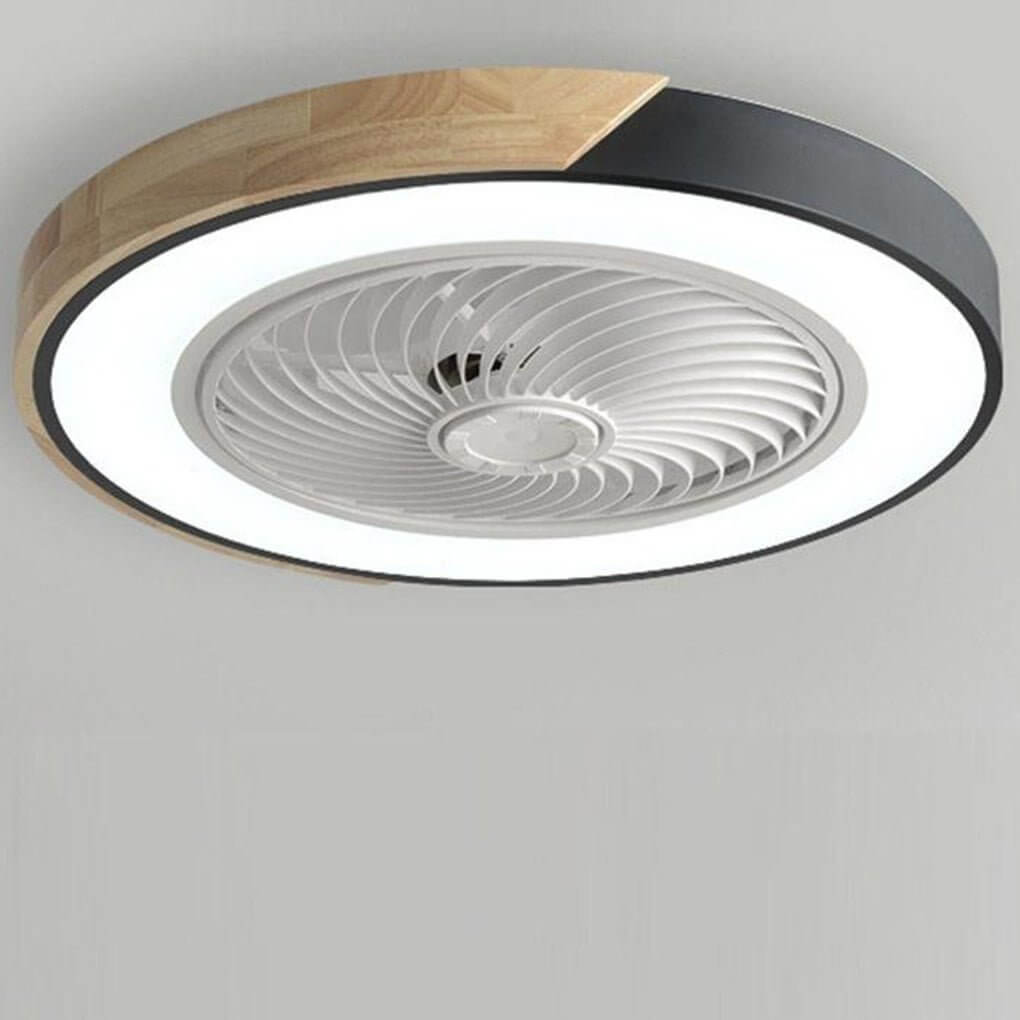 Moderne LED-loftventilator med cirkel- og firkantet ramme, dæmpbar og med fjernbetjening