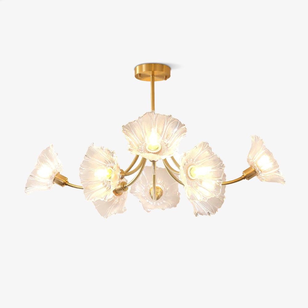 Glasblomsterkrone med messing og klar finish