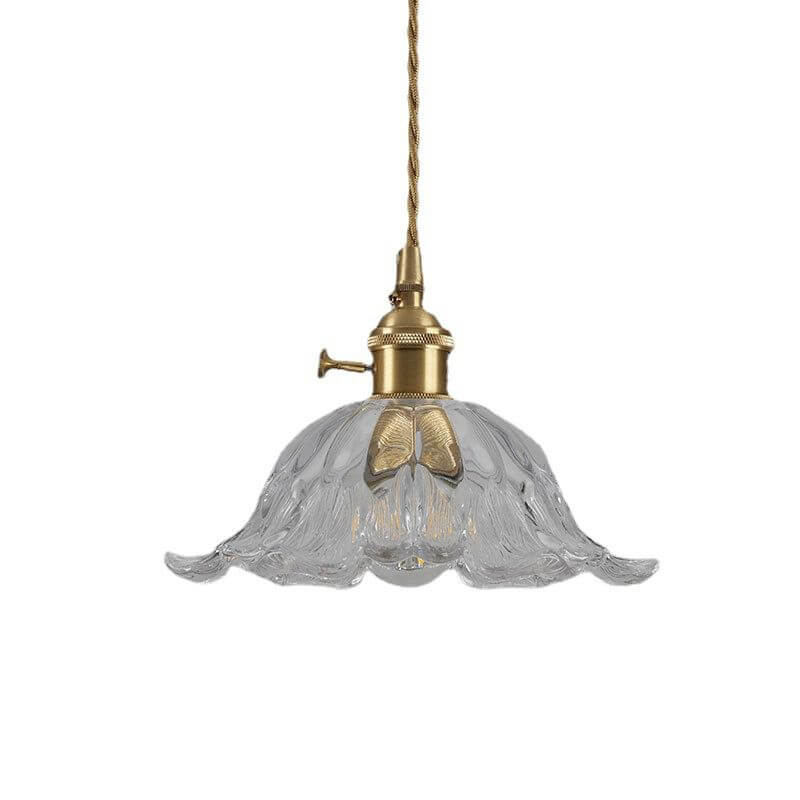 Blomsterformet industriel glas pendel i guld