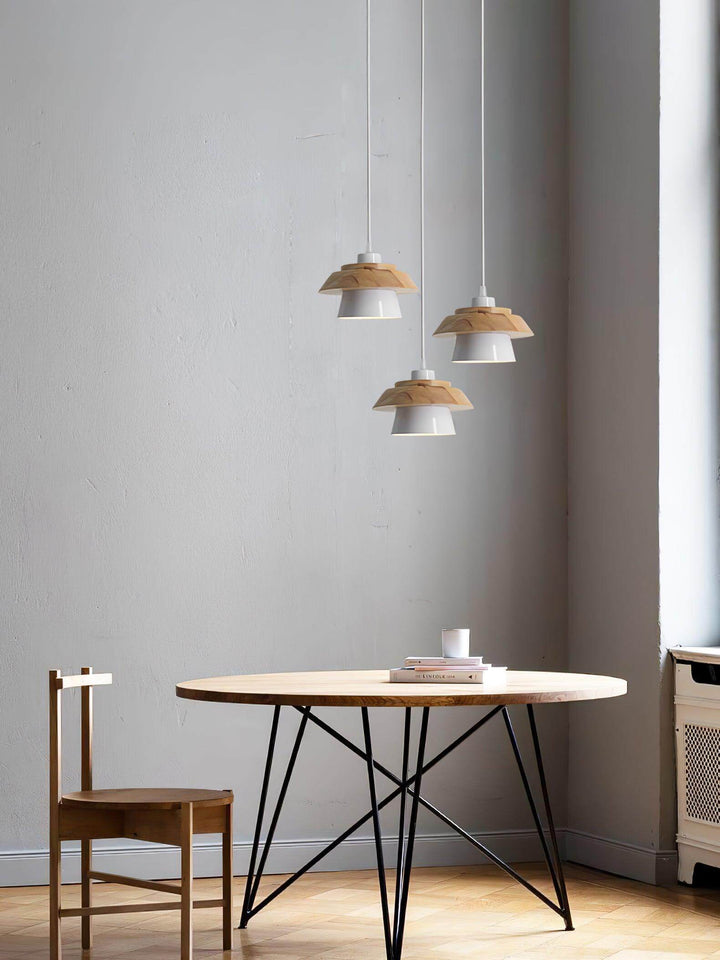 Moderne træ- og sten pendel lampe