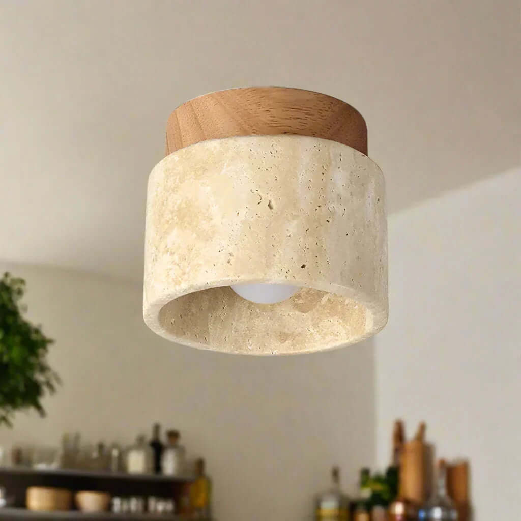 Moderne Japansk Stil Loftslampe Creme Farve