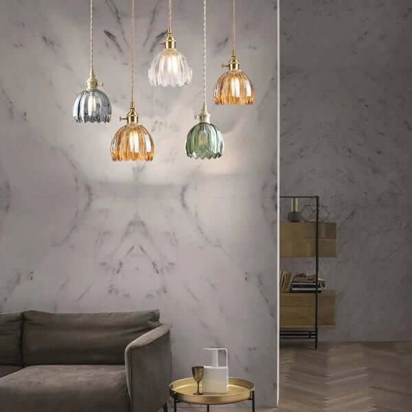 Retro glasblomsterlampe i japansk stil
