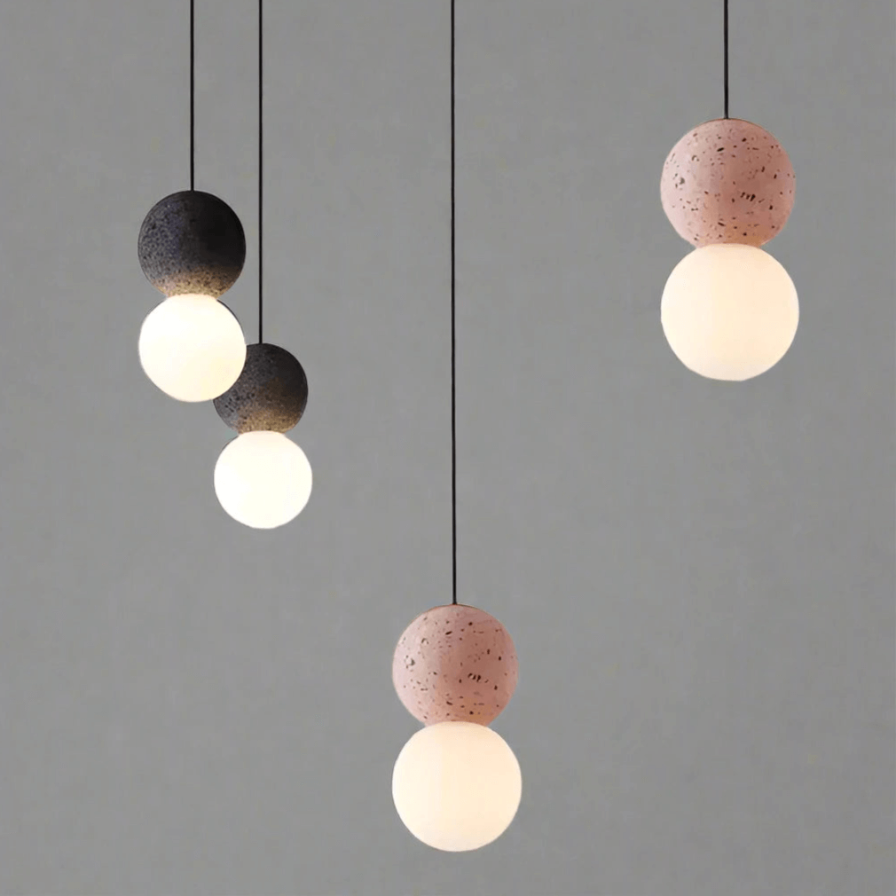 Moderne loftslampe med betonmønster og glas