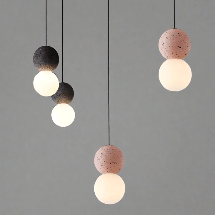 Moderne loftslampe med betonmønster og glas