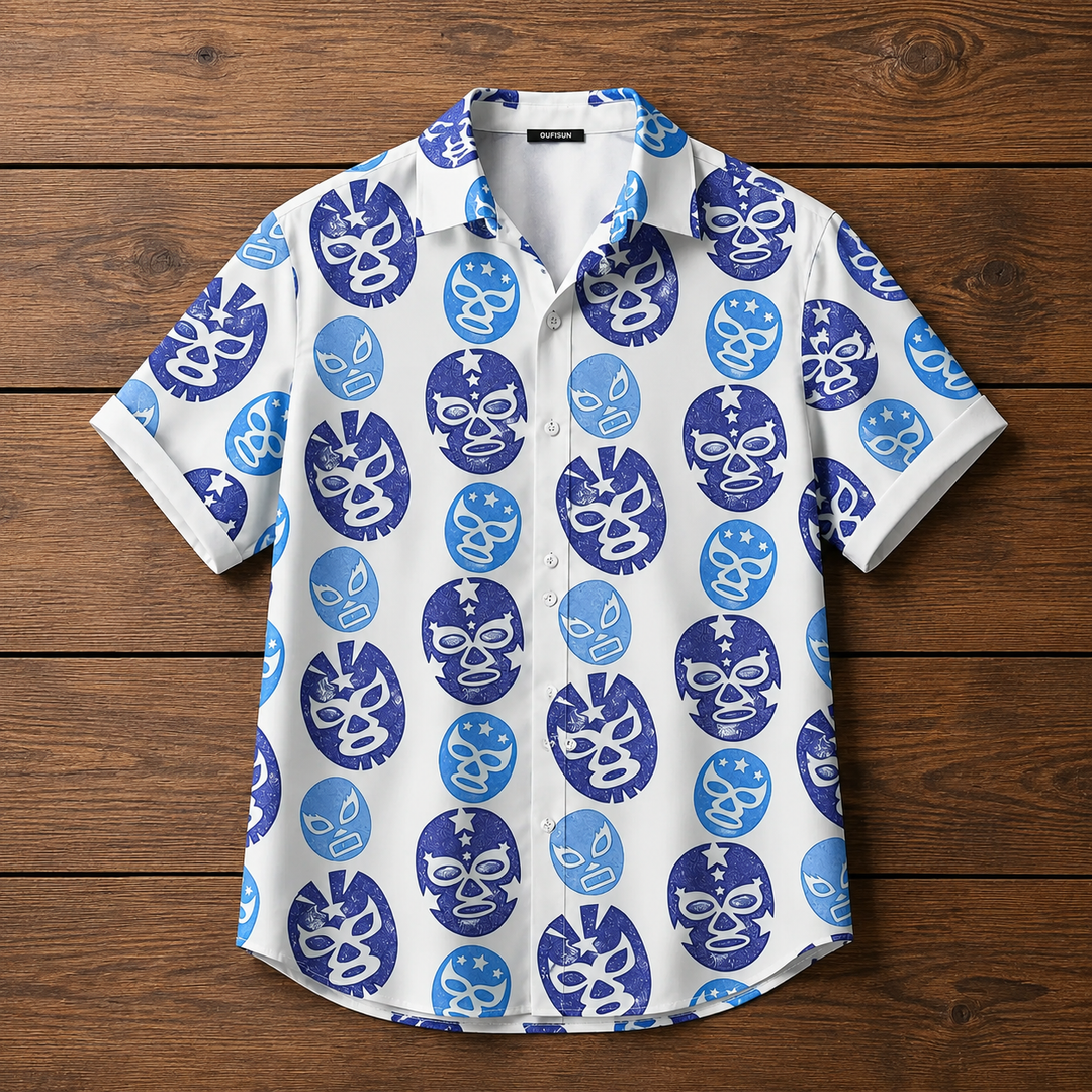 Herre afslappet t-shirt med Luchador-print