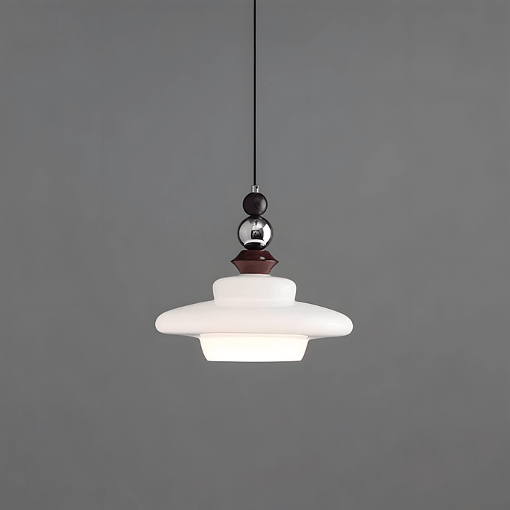 Middelalderlig Beige Glas Pendel Lampe