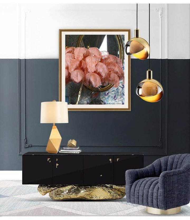 Moderne gylden glas pendellampe