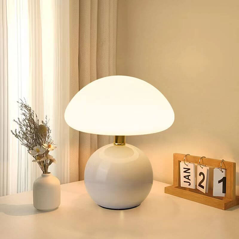 Keramisk svampe bordlampe, hvid