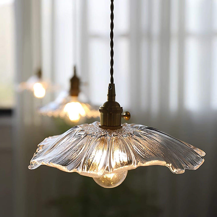 Glasblomst lampe, vedhængslampe, detaljeret billede