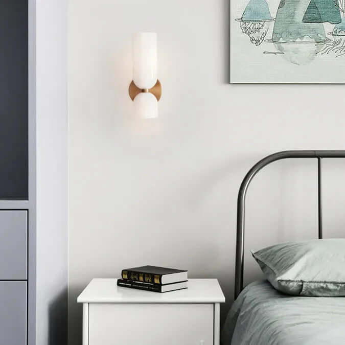 Moderne LED væglampe med dobbelt glaslampeskærm