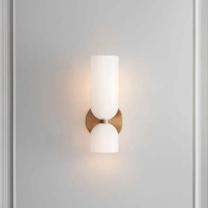 Moderne LED væglampe med dobbelt glaslampeskærm